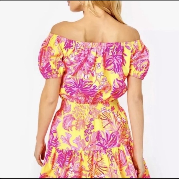 Lilly Pulitzer Jesiba Romper in Calla Yellow/Floral Coral NWT S - Picture 3 of 12